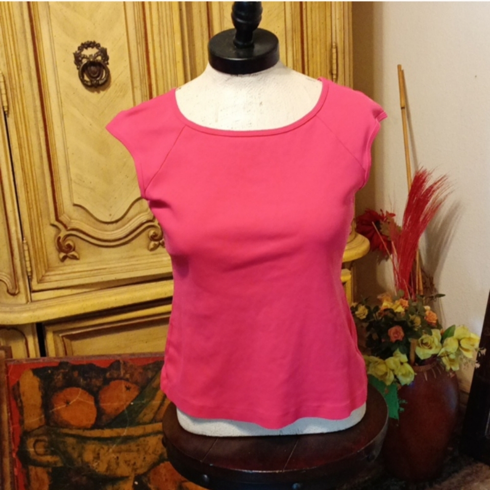 Womens Pink T-shirt Short Sleeve LOFT Sz med